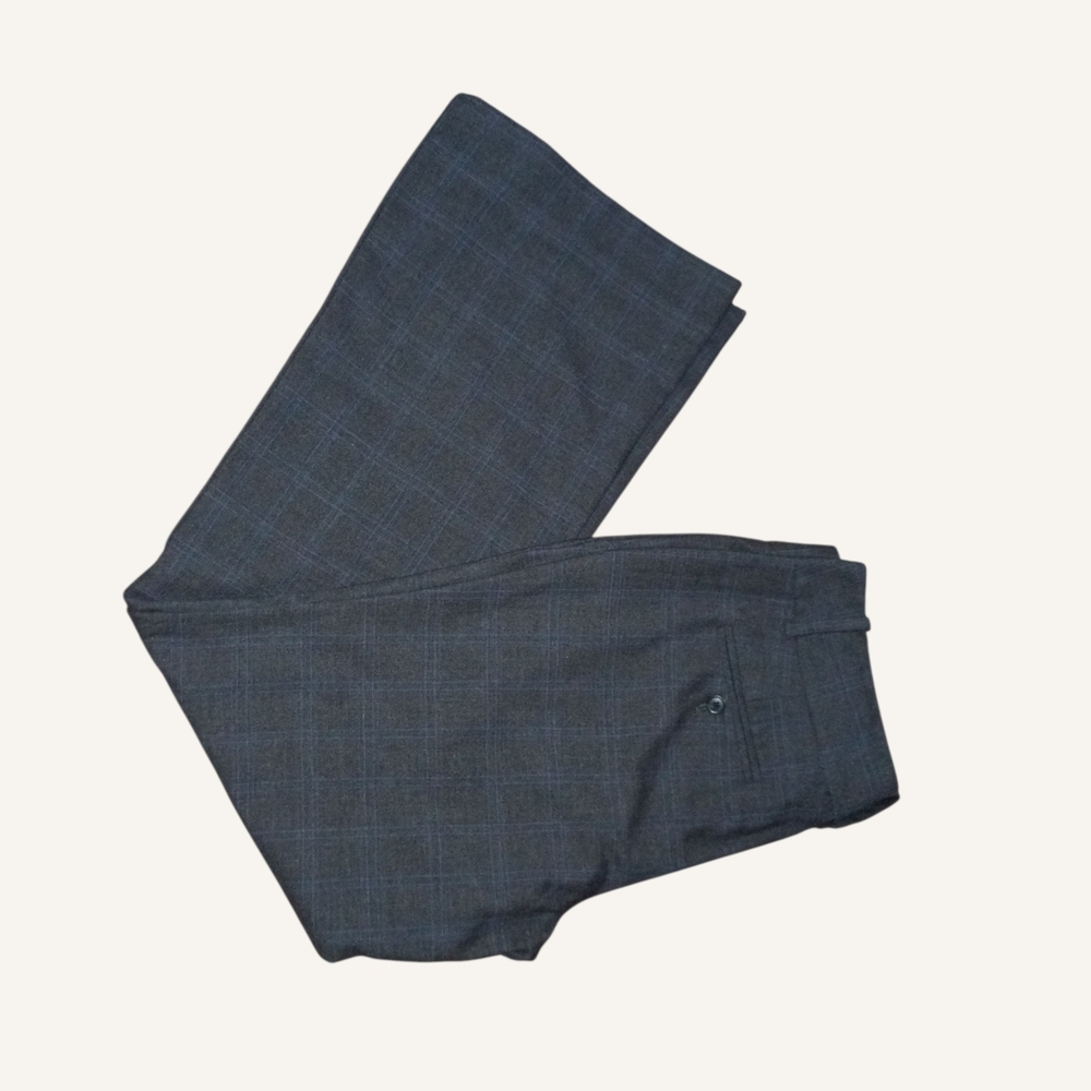 LOFT Charcoal Plaid Trousers Wide Leg Size 10 - Picture 3 of 5